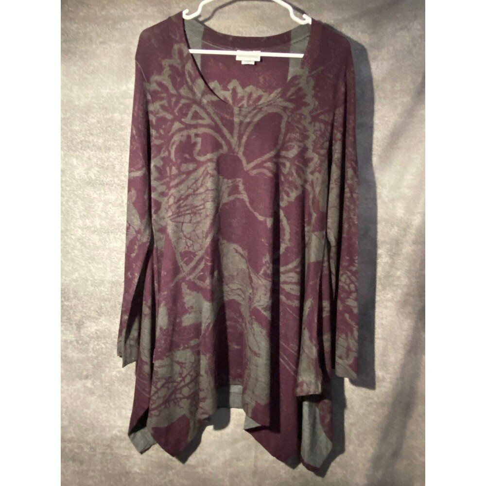 Soft Surroundings Renaissance Tunic Top M Purple Gray Asymmetric Sharkbite⁠